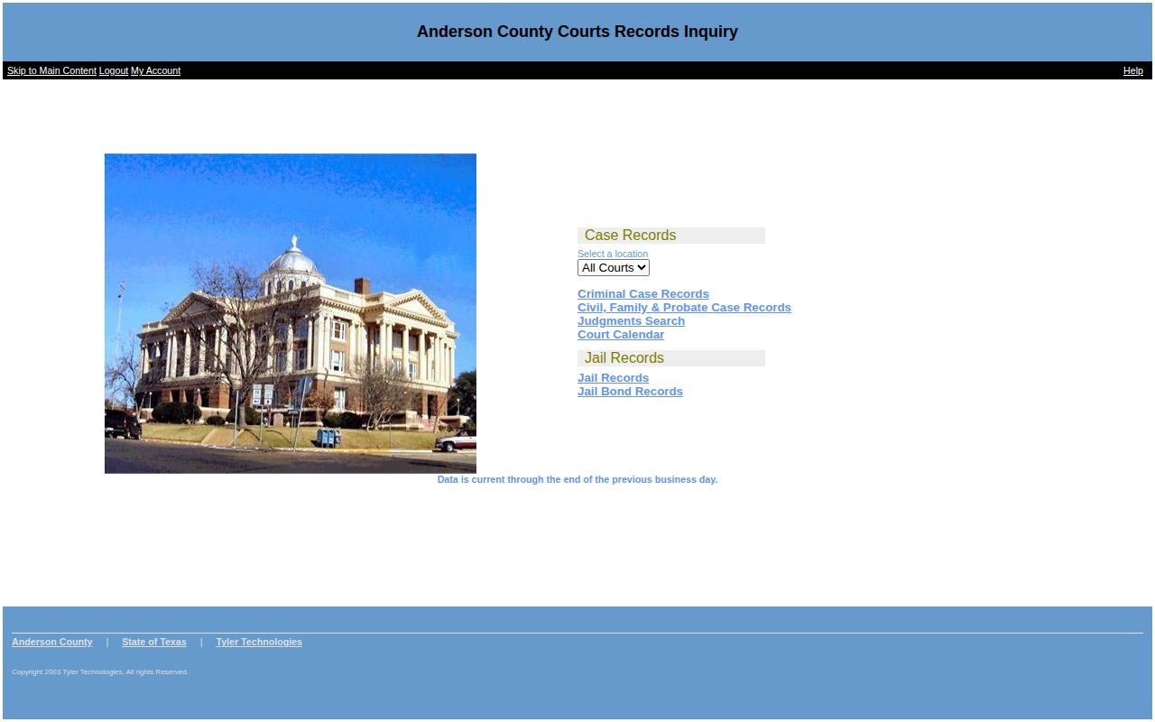 Anderson County Jail Records official public-access search portal
